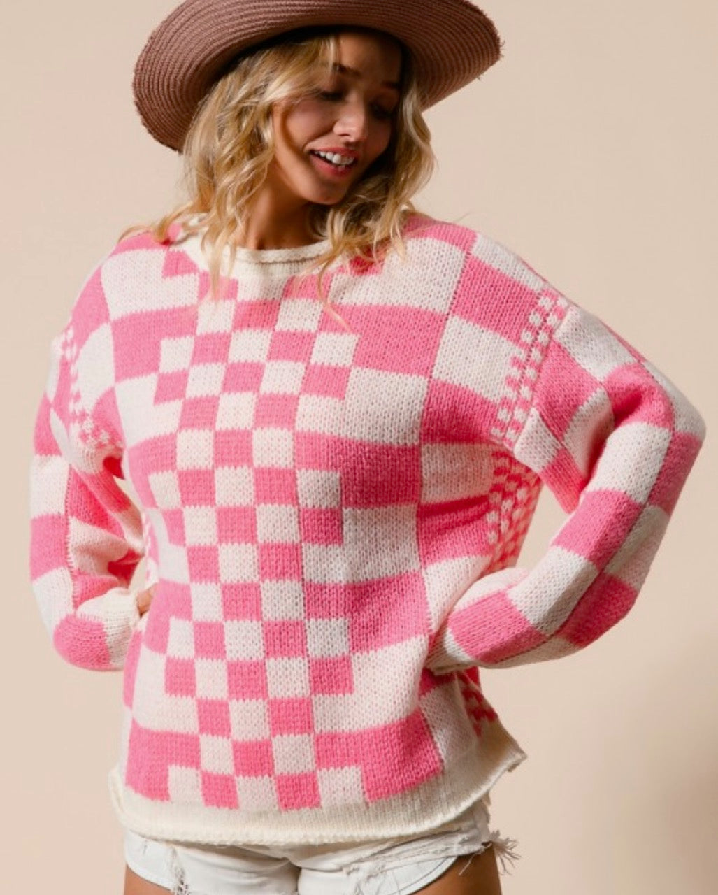 Mixed Vintage Checkered Chunky Sweater