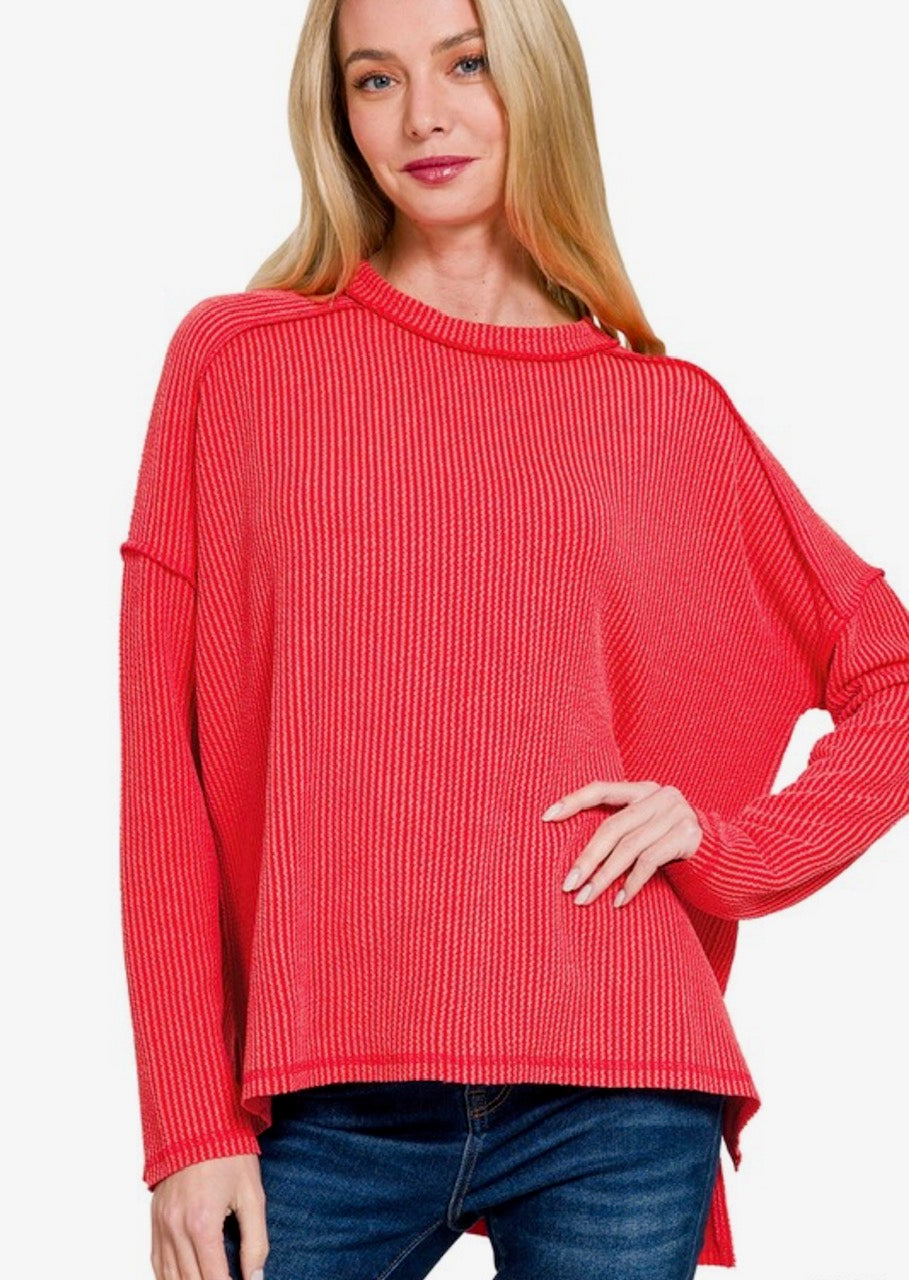 Ribbed long sleeve top
