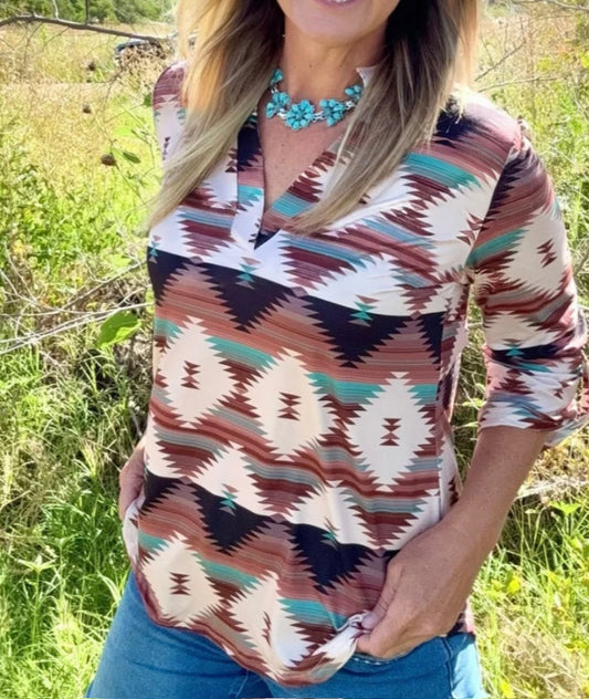 Aztec print top