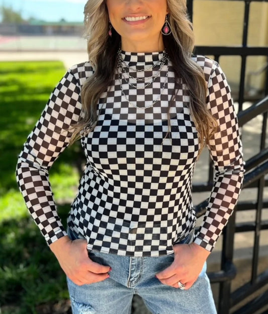 Checkered Mesh Top