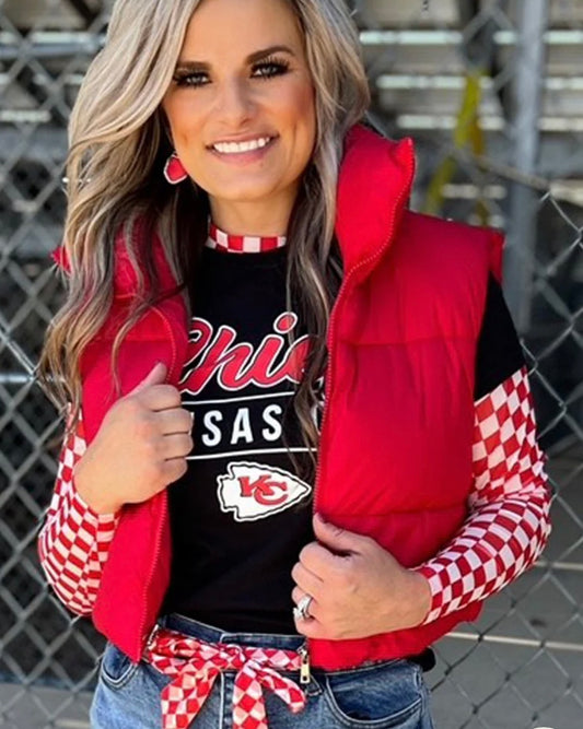 Red/White Mesh Top