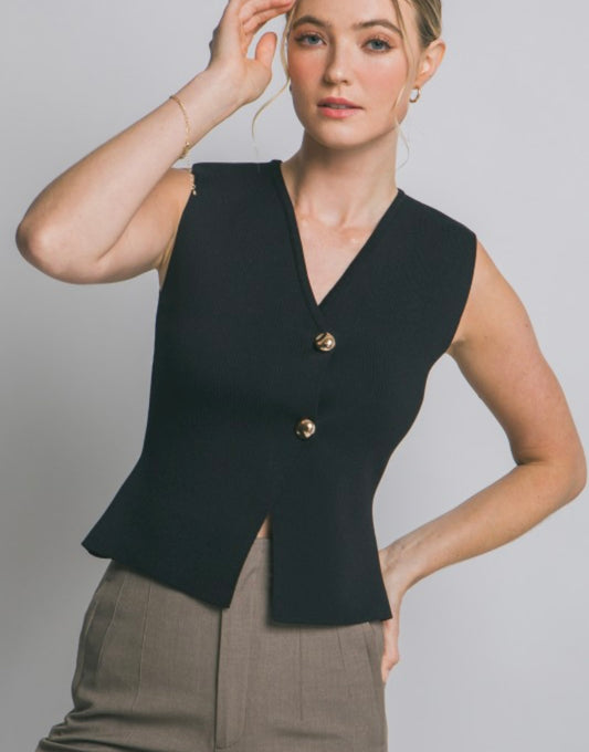 Black Vest w/ Gold buttons