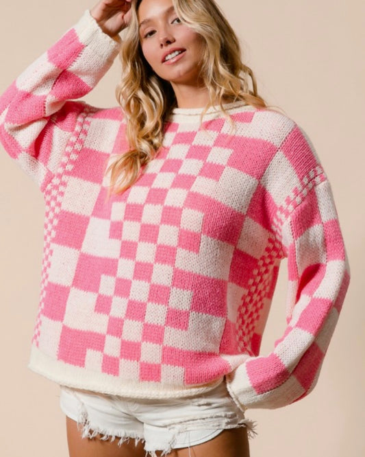 Mixed Vintage Checkered Chunky Sweater