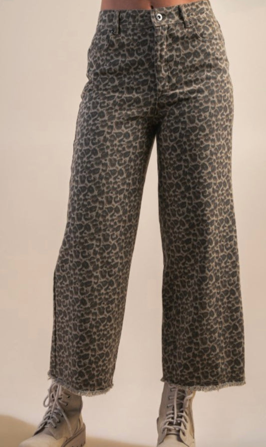 Leopard Printed Marine Straight Pants