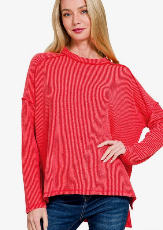 Ribbed long sleeve top