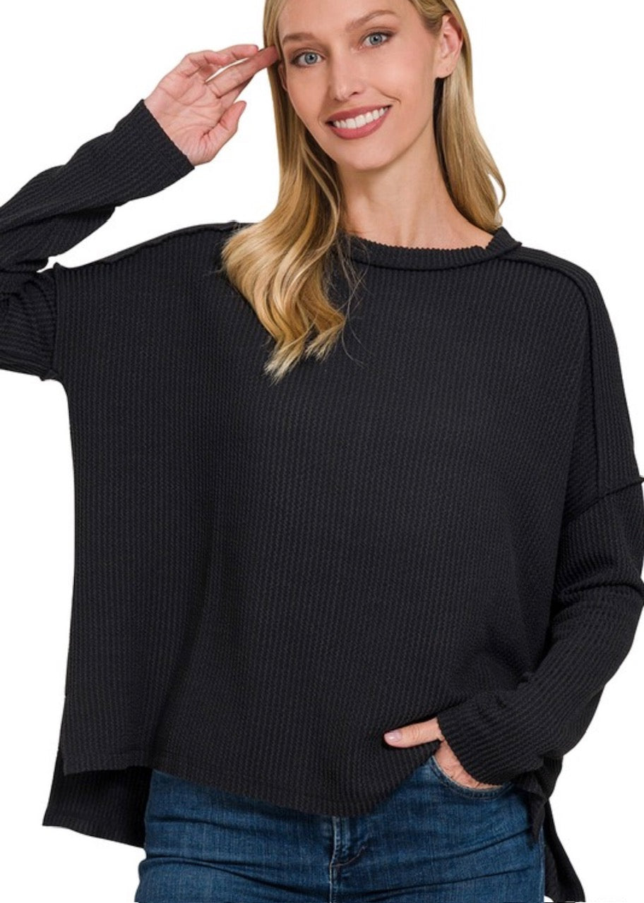 Ribbed long sleeve top
