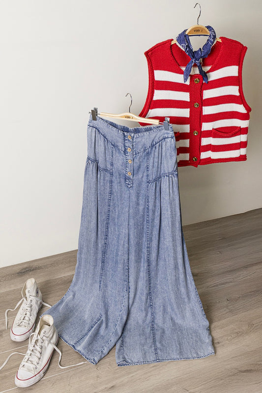 Mineral Washed Chambray Wide Pants Mineral Washed Chambray Wide Pants